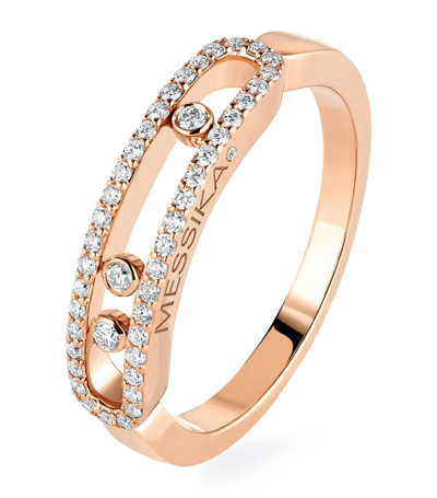 Shop Messika Rose Gold And Diamond Baby Move Classique Pavé Ring