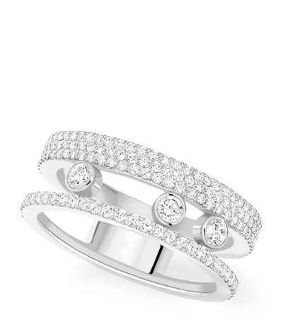 Shop Messika White Gold And Diamond Move Romane Ring In Silver