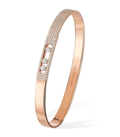Shop Messika Pink Gold And Diamond Move Noa Bangle In Rose Gold