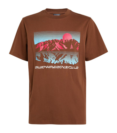 Shop Billionaire Boys Club Cotton Mountainscape T-shirt In Brown