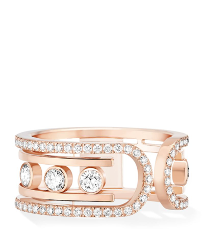 Shop Messika Rose Gold And Diamond Move 10th Birthday Ring