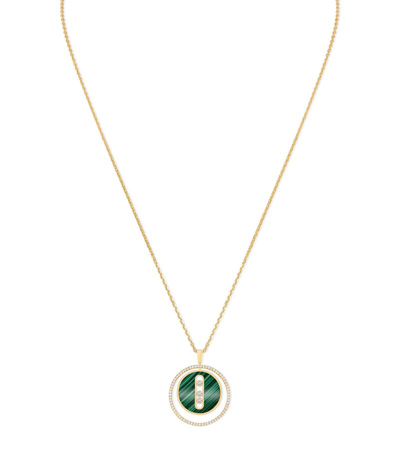 Shop Messika Yellow Gold, Diamond And Malachite Lucky Move Necklace