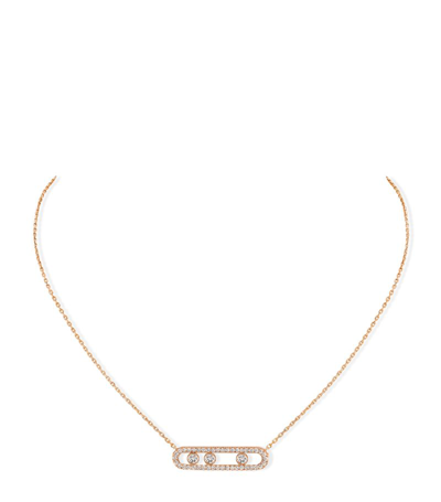 Shop Messika Rose Gold And Diamond Move Classique Pavé Necklace