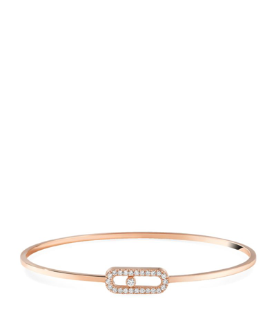 Shop Messika Pink Gold And Diamond Move Uno Bangle In Rose Gold