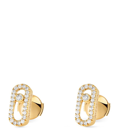Shop Messika Yellow Gold And Diamond Move Uno Stud Earrings