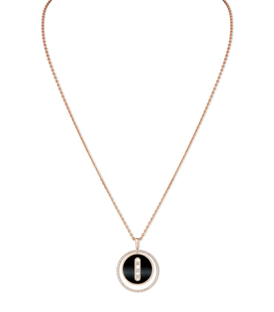 Shop Messika Rose Gold, Diamond And Onyx Lucky Move Necklace