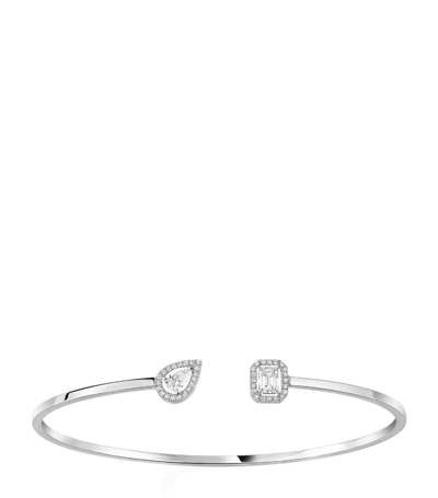 Shop Messika White Gold And Diamond My Twin Bangle In Silver