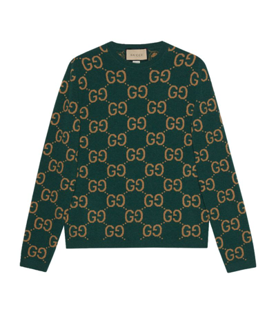 Shop Gucci Wool Gg Sweater In Green