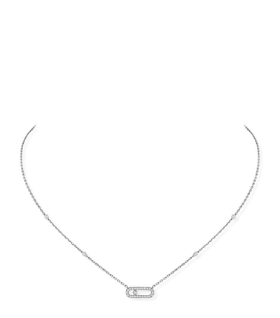 Shop Messika White Gold And Diamond Move Uno Necklace In Silver