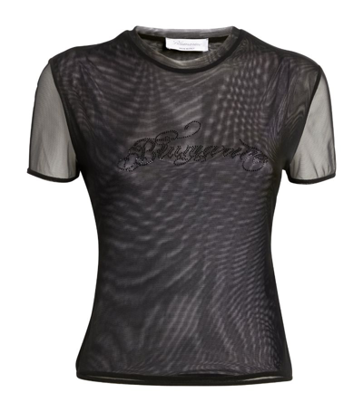 Shop Blumarine Logo-embellished Long-sleeve T-shirt In Black