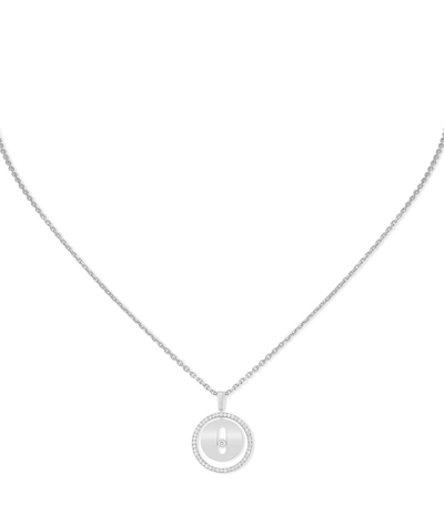 Shop Messika White Gold And Diamond Lucky Move Necklace In Silver