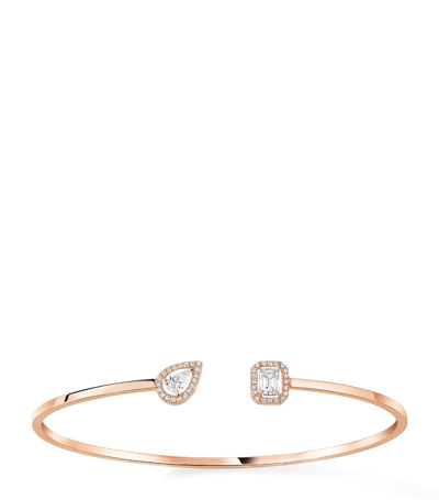 Shop Messika Pink Gold And Diamond My Twin Bangle In Rose Gold