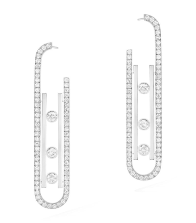 Shop Messika White Gold And Diamond Move 10th Birthday Earrings In Silver