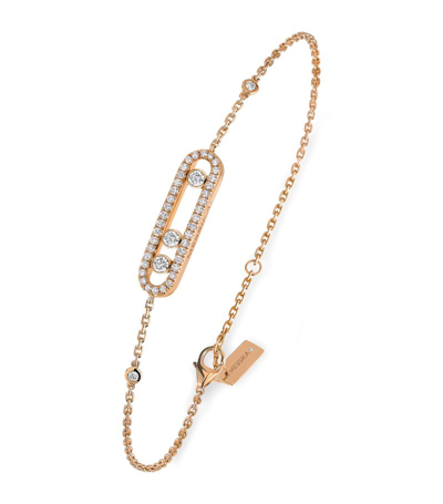 Shop Messika Pink Gold And Diamond Move Classique Bracelet In Rose Gold