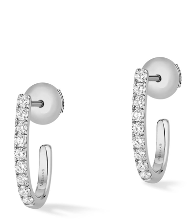 Shop Messika White Gold And Diamond Gatsby Earrings In Silver