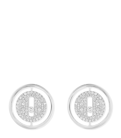 Shop Messika White Gold And Diamond Lucky Move Earrings In Silver