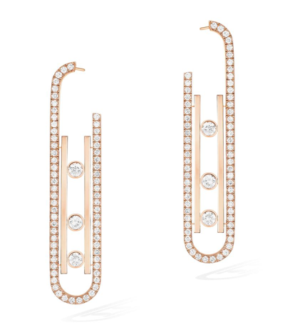 Shop Messika Rose Gold And Diamond Move 10th Birthday Earrings