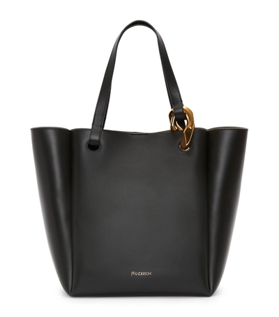 Shop Jw Anderson Leather Chain Tote Bag In Black