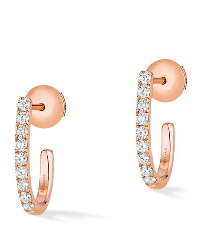 Shop Messika Pink Gold And Diamond Gatsby Earrings In Rose Gold