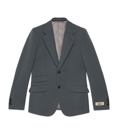 Shop Gucci Wool Gabardine Blazer In Grey