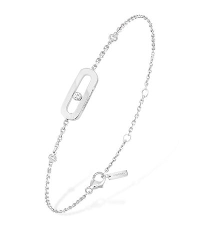 Shop Messika White Gold And Diamond Move Uno Bracelet In Silver
