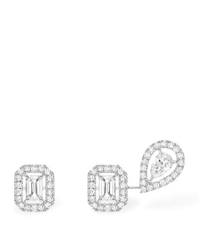 Shop Messika White Gold And Diamond My Twin Earrings In Silver