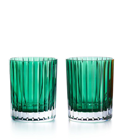 Shop Baccarat Set Of 2 Large Harmonie Dark Green Tumblers (360ml) In Clear