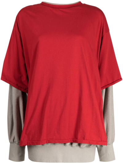 Shop Undercover Layered Cotton Sweatshirt In Red