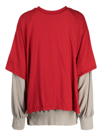 Shop Undercover Layered Cotton Sweatshirt In Red