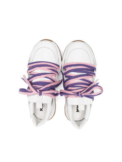 Shop Missoni Lace-up Leather Sneakers In White