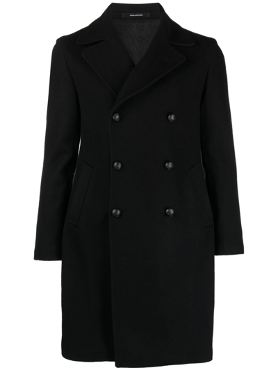 Tagliatore Double-breasted Wool Coat In Black