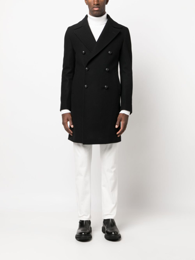 Tagliatore Double-breasted Wool Coat In Black
