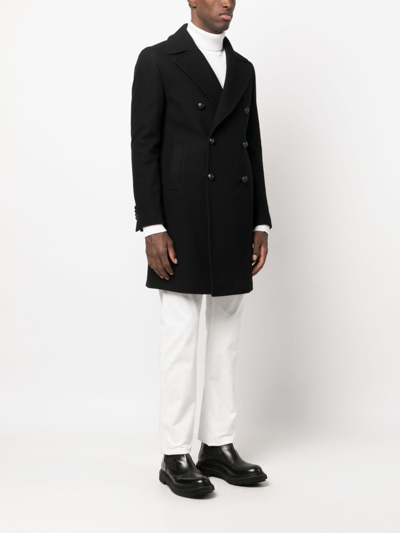 Tagliatore Double-breasted Wool Coat In Black