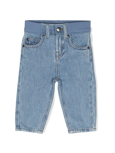Shop Stella Mccartney Logo-patch Straight-leg Jeans In Blue