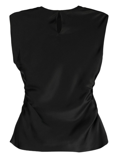 Shang Xia Ruched Silk-satin Top In Black