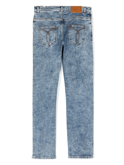 Shop Versace Acid-wash Jeans In Blue