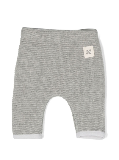Shop Douuod Logo-patch Knitted Trousers In Grey