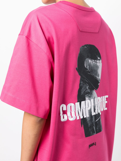 Shop Juunj Compliqué Motif-embroidered Cotton T-shirt In Pink