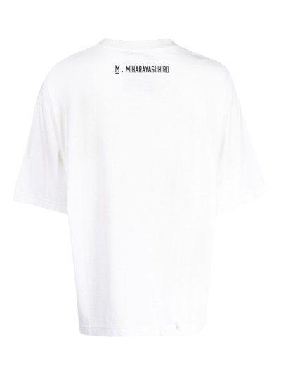 Shop Miharayasuhiro Logo-embroidered Cotton T-shirt In White
