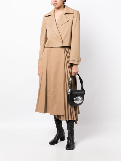 Juunj Notched-lapel Cropped Jacket In Brown