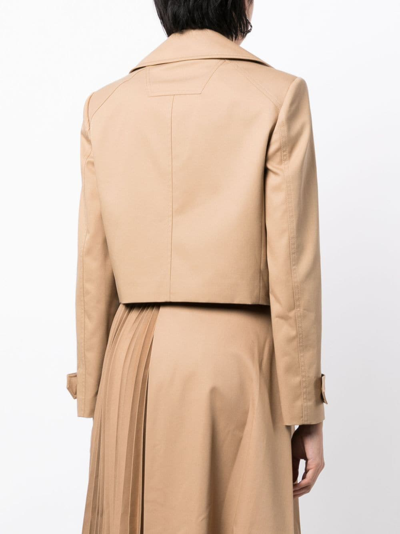 Juunj Notched-lapel Cropped Jacket In Brown