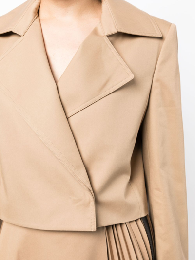 Juunj Notched-lapel Cropped Jacket In Brown