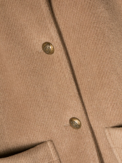Shop Dondup Ribbed-trim Single-breasted Coat In Neutrals