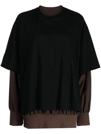 Shop Undercover Layered Cotton Sweatshirt In Black