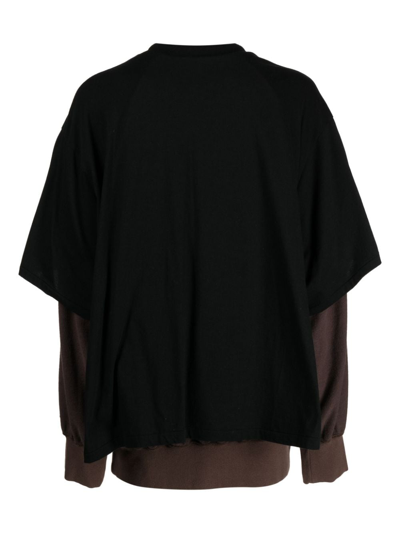 Shop Undercover Layered Cotton Sweatshirt In Black