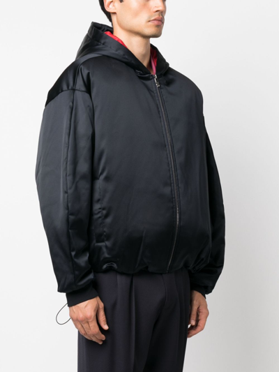 Shop Ferrari Hooded Bomber Jacket In Black