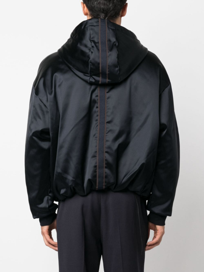 Ferrari Bomber In Eco-satin With Contrast Taping Jacket In Black