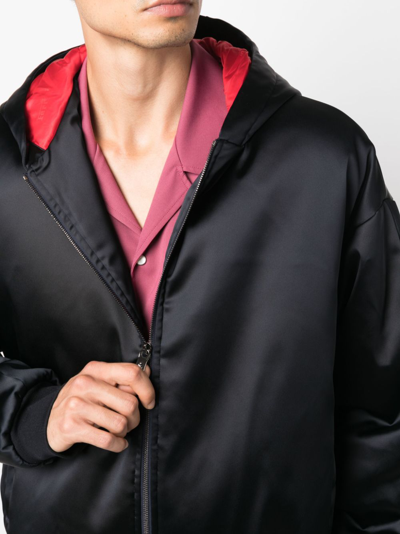Ferrari Bomber In Eco-satin With Contrast Taping Jacket In Black