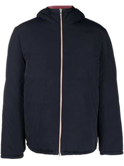 Shop Brunello Cucinelli Reversible Padded Zipped Jacket In Blue