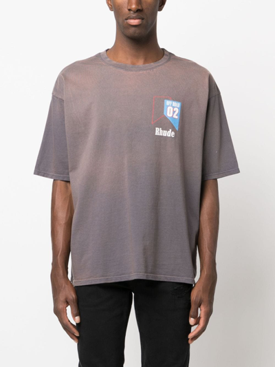 Shop Rhude O2 Off-road Print Cotton T-shirt In Grey